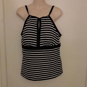 LAND’S END Striped Black and White Women's Swim Top size 12P